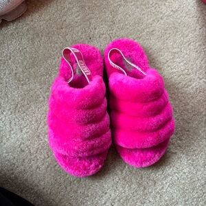 UGG Fuchsia Fluffy Slippers